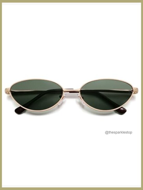 Retro Oval Cat Eye Sunglasses, Metal Frame, UV400 Protection main image 4